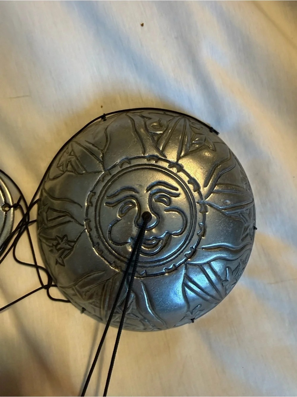 Metal Sun & Moon Wall Hanging Mobile - Silver
